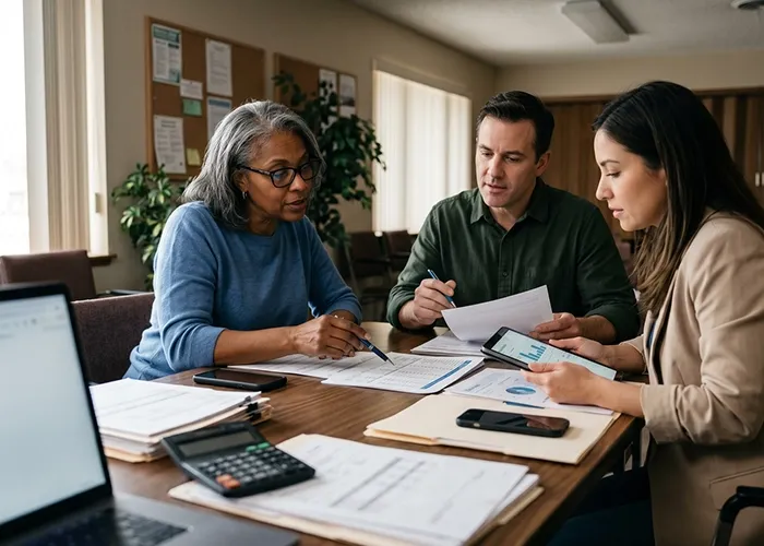 Reviewing insurance documents and budget reports for HOA disaster planning | hoa disaster team